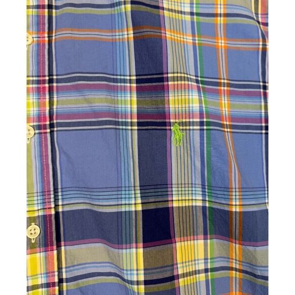 Polo Ralph Lauren Shirt Mens Big Blue Pink Plaid Button Down Logo Preppy Size5XB - Picture 3 of 6